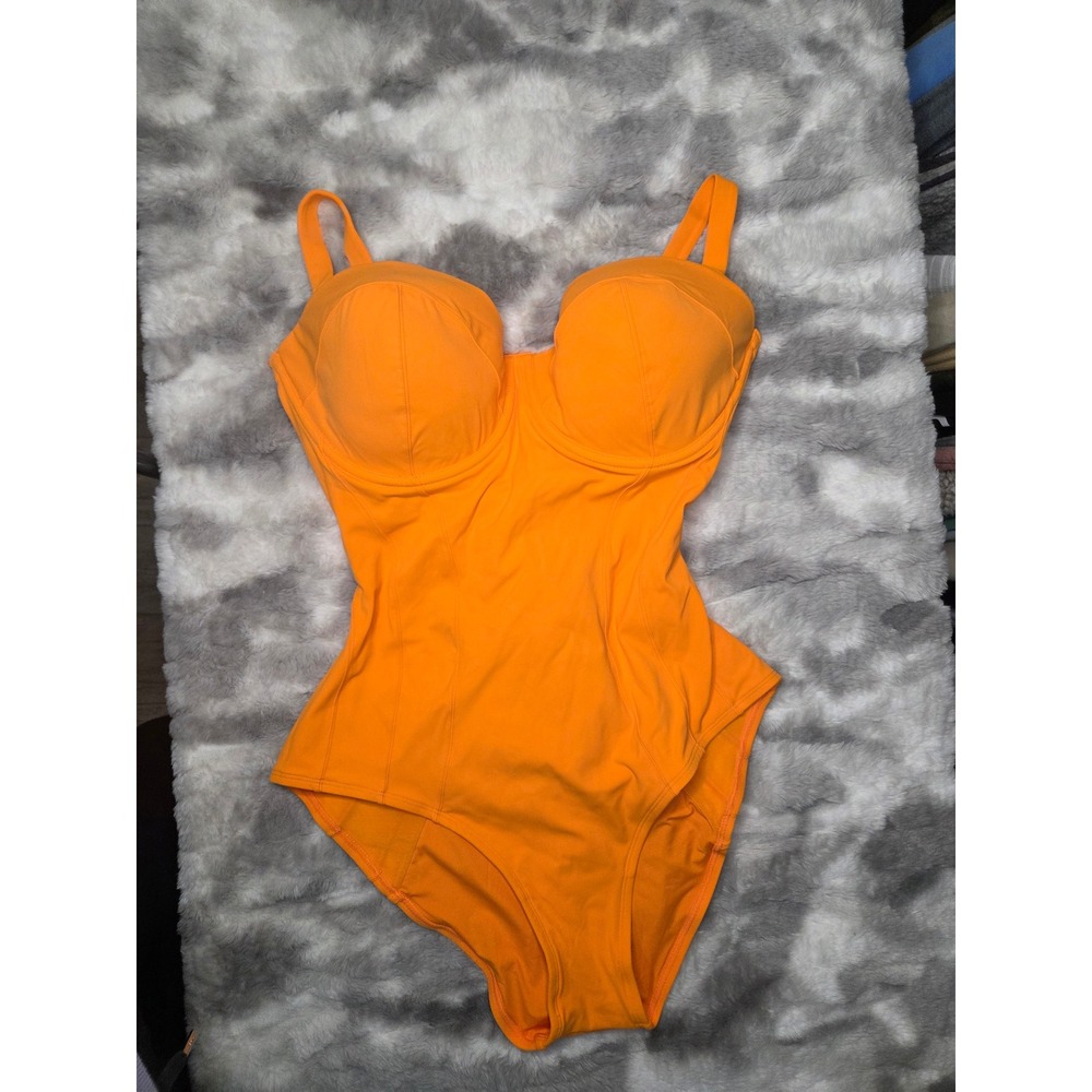 TA3 Lushy Orange One Piece Swimsuit Lace Up Corset Back XL Short TA3166SF/G